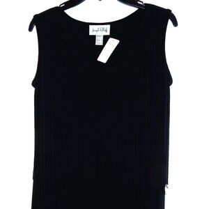 Joseph Ribkoff Black Fringed Knit Top in Size 6